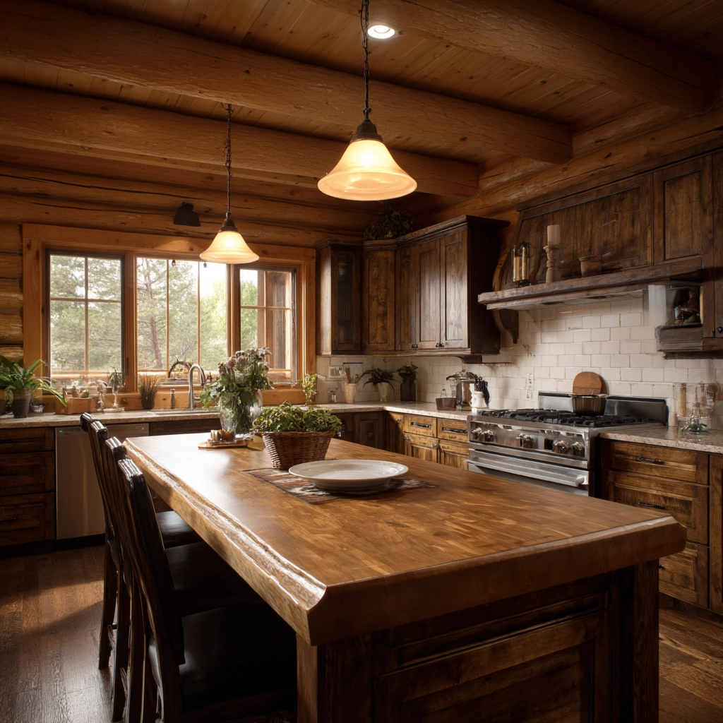 log home kitchens 11