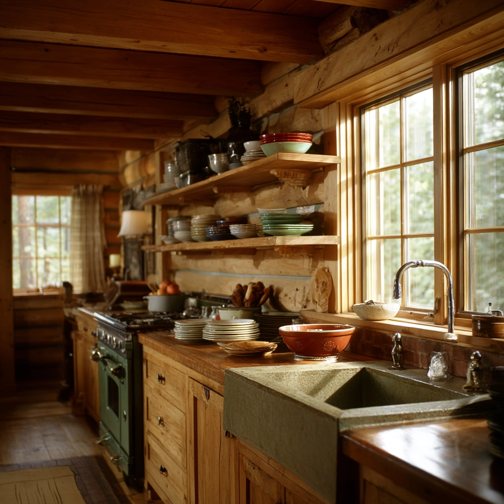 log home kitchens 32