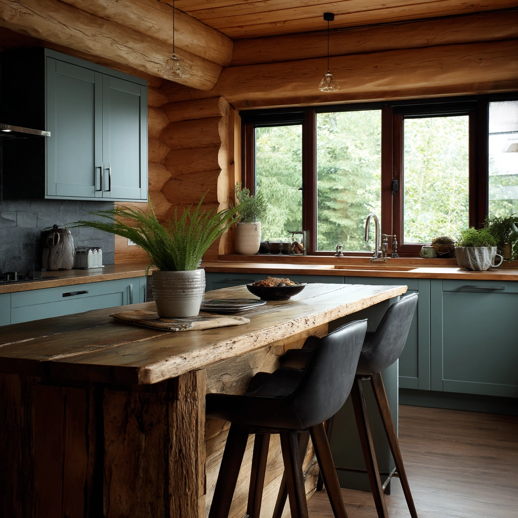 log home kitchens 35