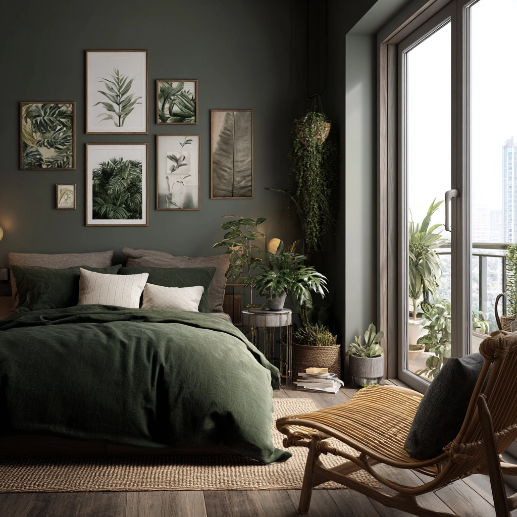moody green bedroom 10