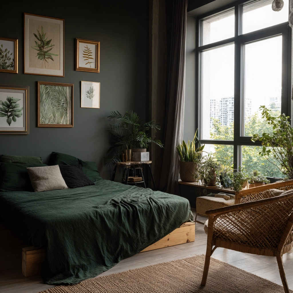 moody green bedroom 11