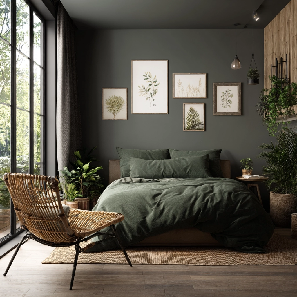 moody green bedroom 12