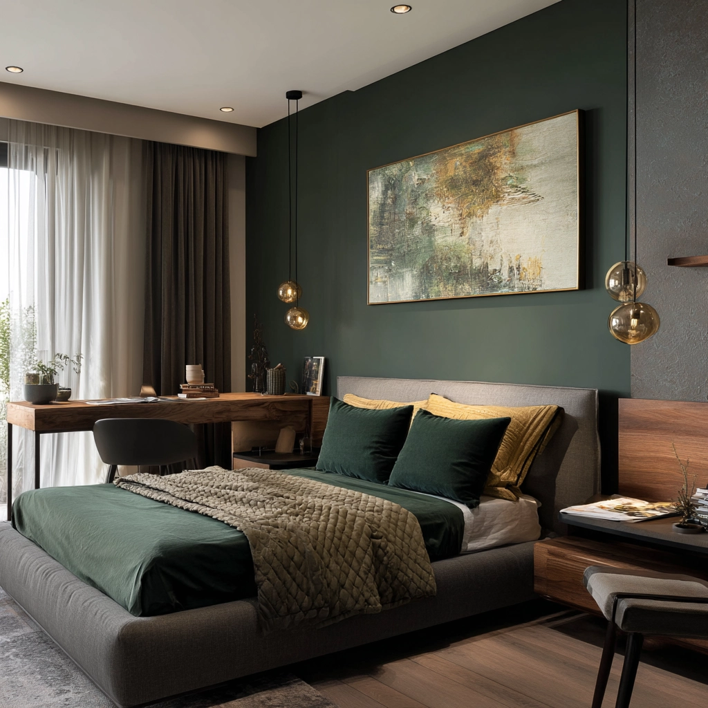 moody green bedroom 15