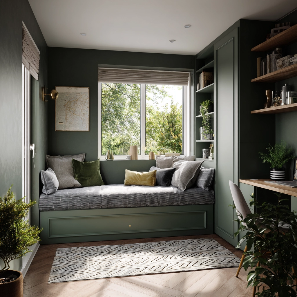 moody green bedroom 17