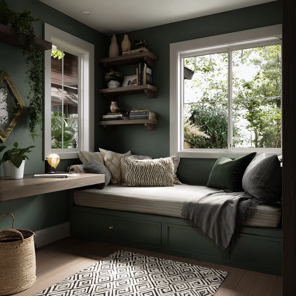 moody green bedroom 18