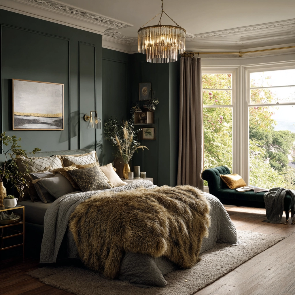 moody green bedroom 22