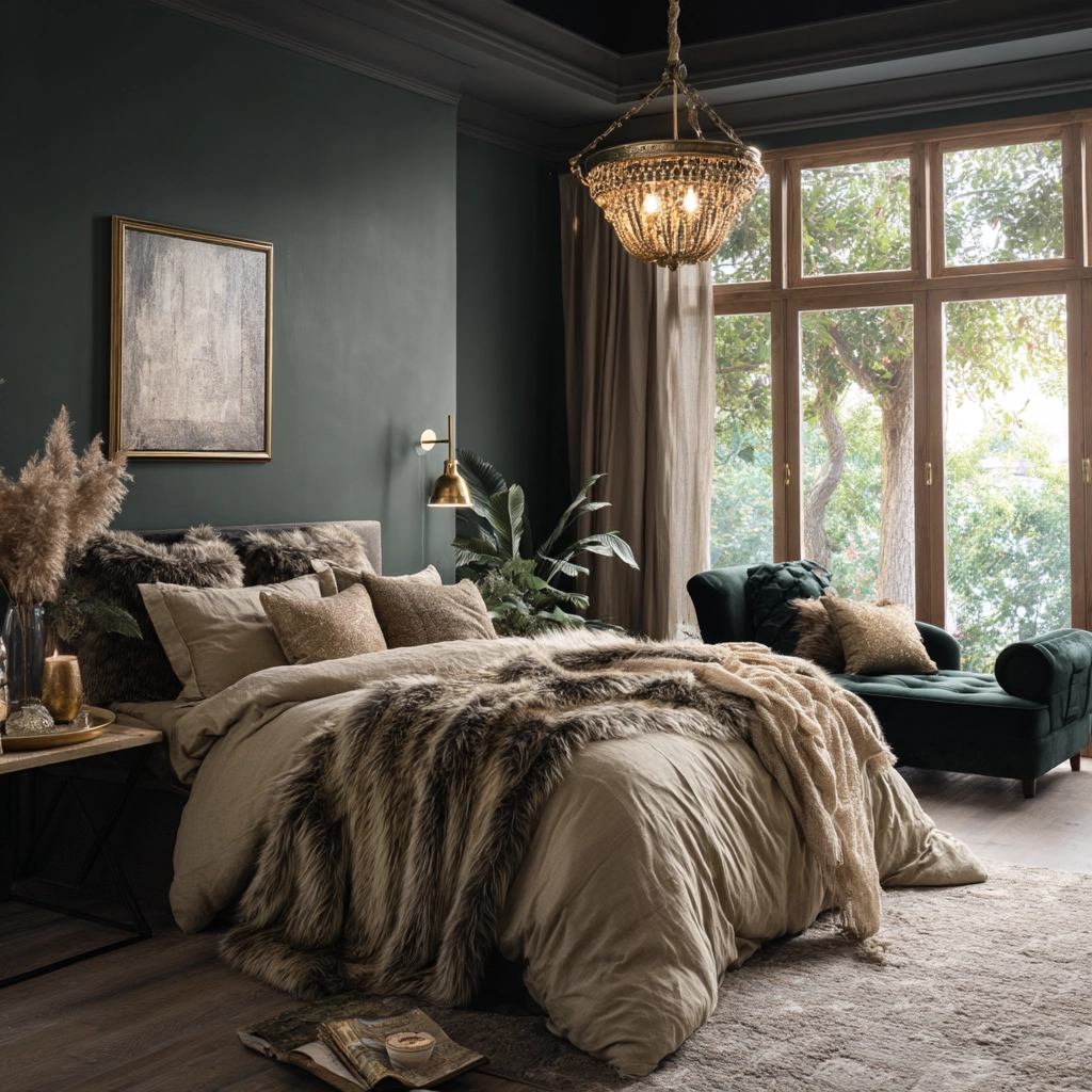 moody green bedroom 23