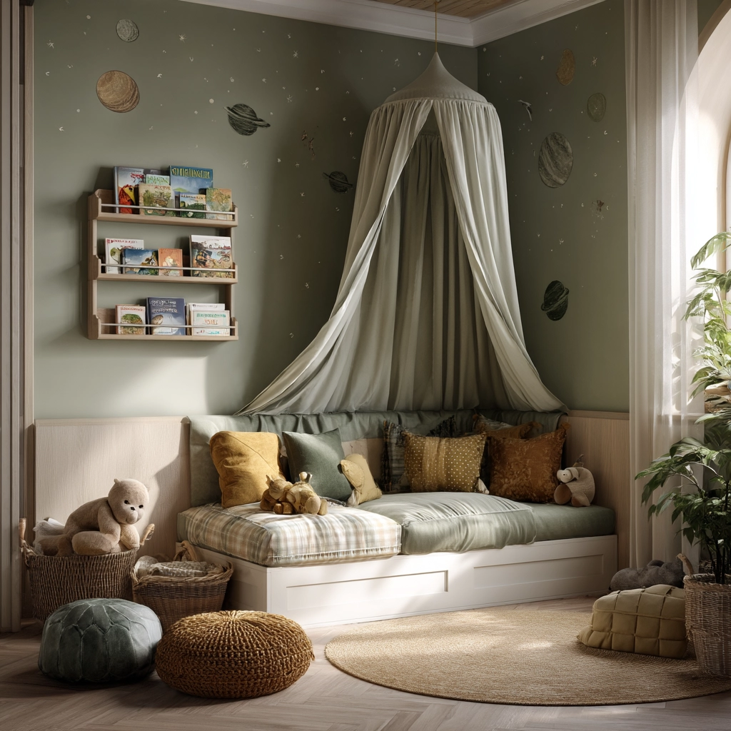 moody green bedroom 36