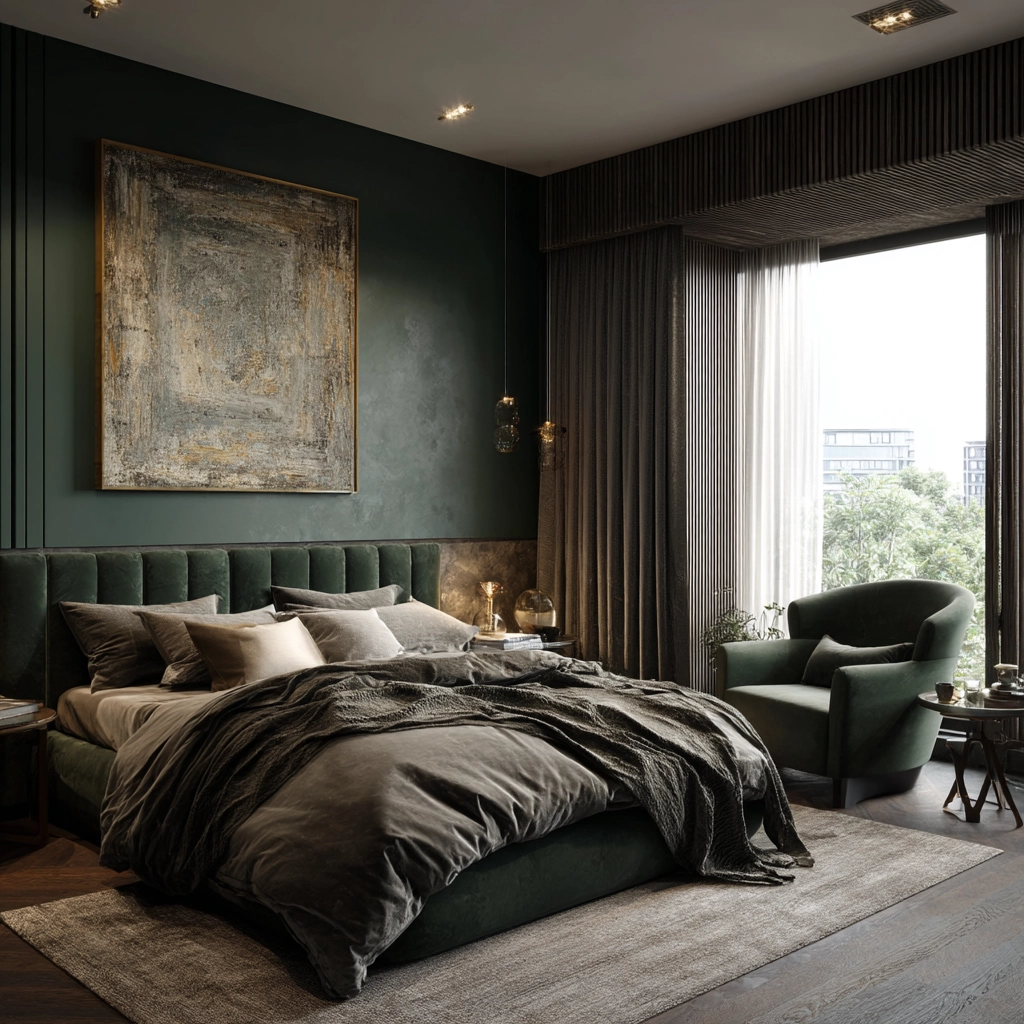 moody green bedroom 38