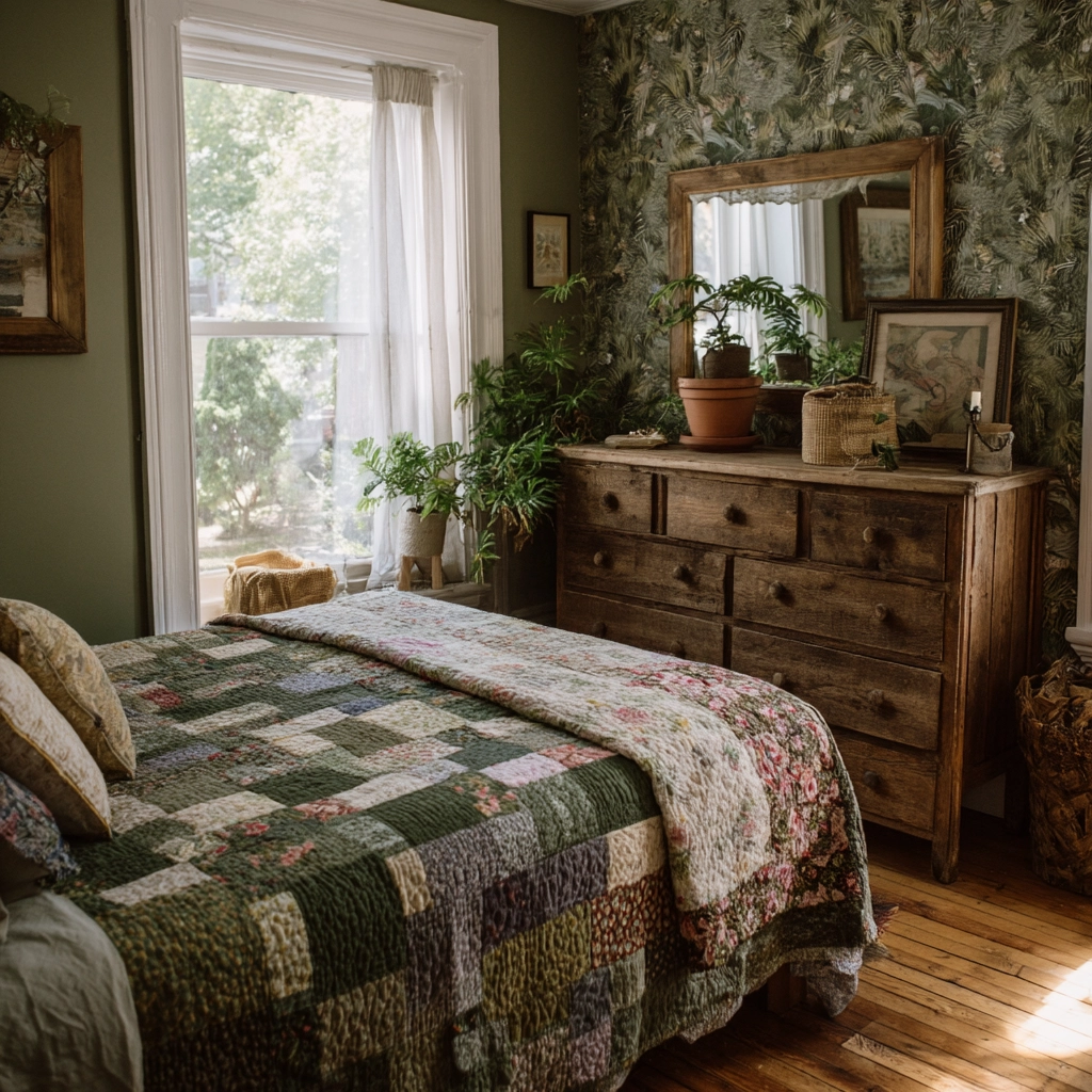 moody green bedroom 43