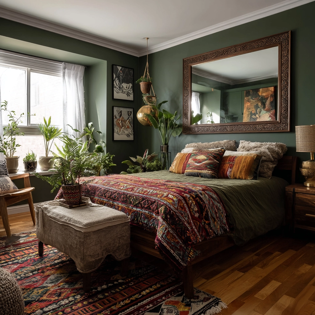 moody green bedroom 46