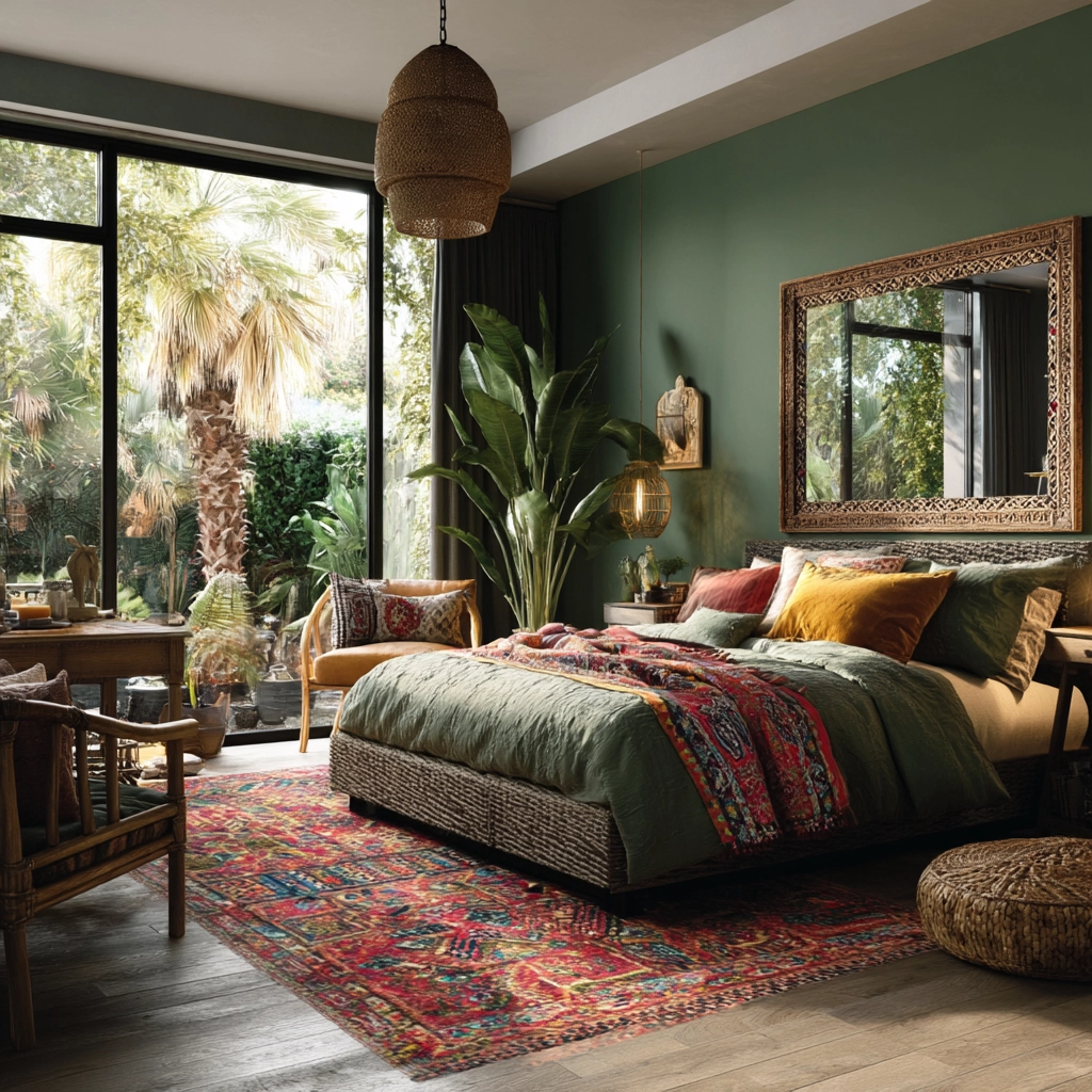 moody green bedroom 48