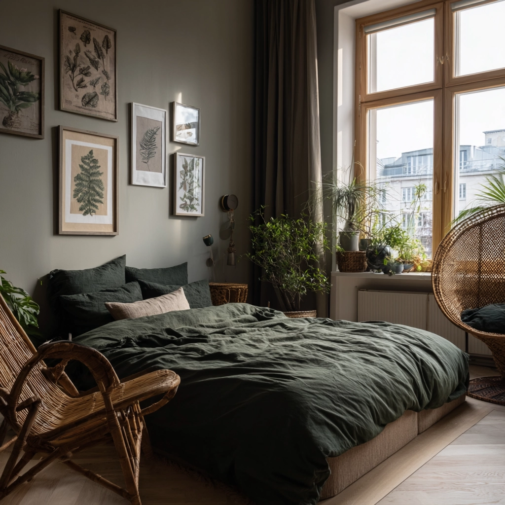 moody green bedroom 9