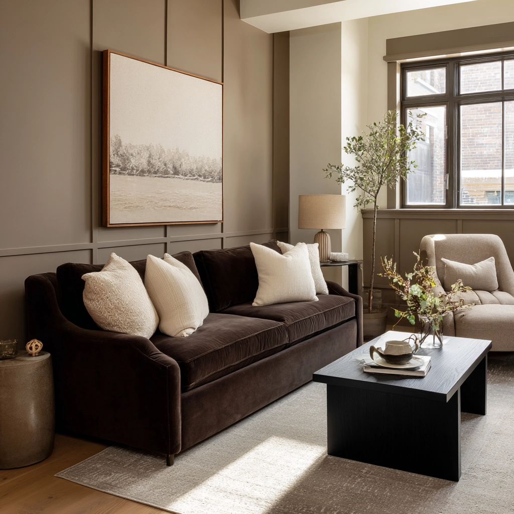 moody neutral living room 21