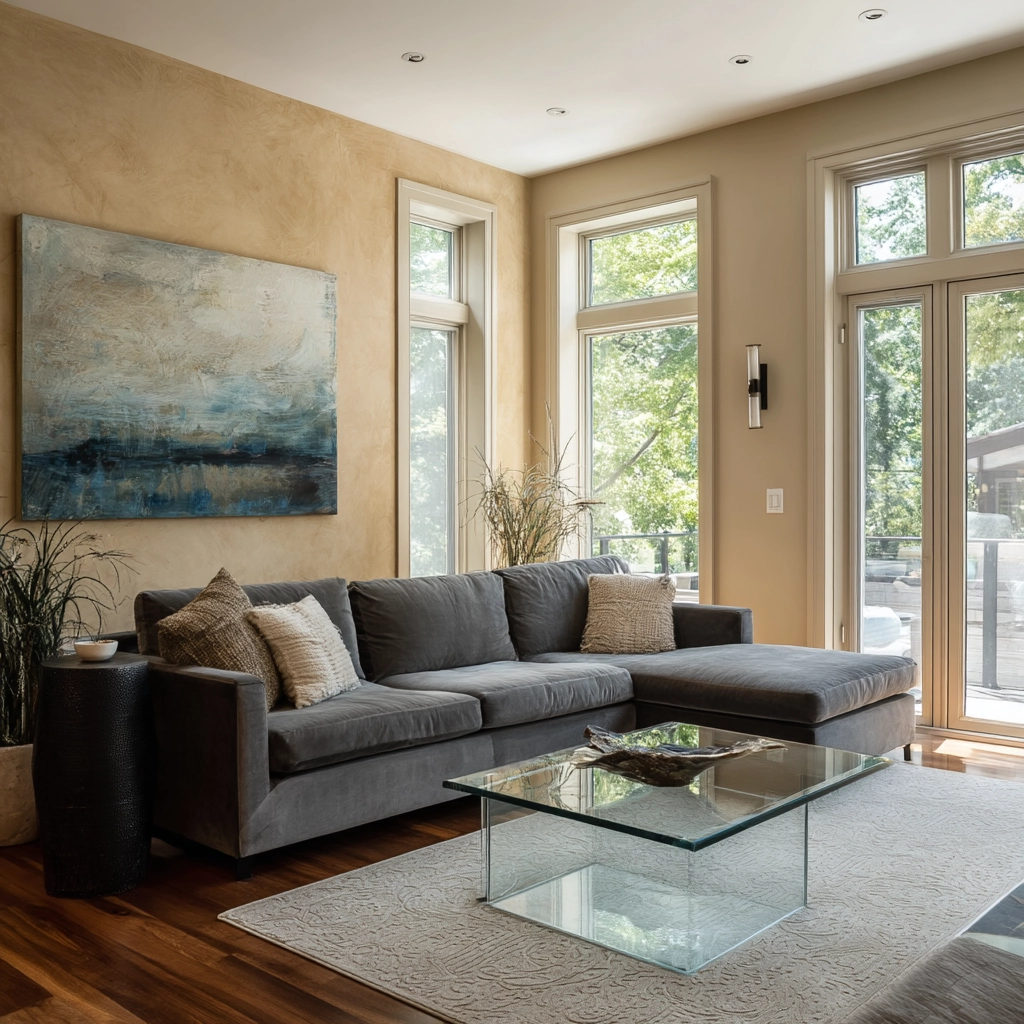 moody neutral living room 33
