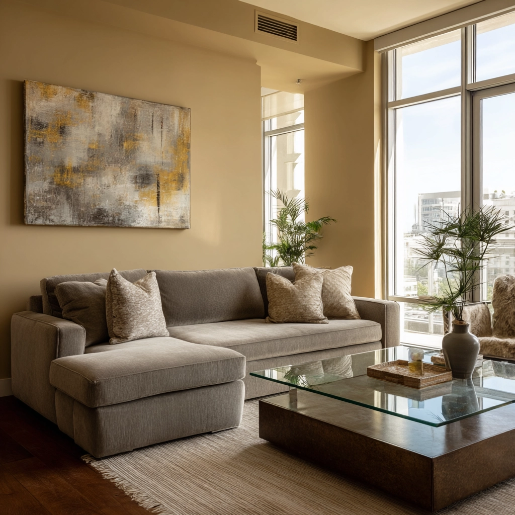 moody neutral living room 34