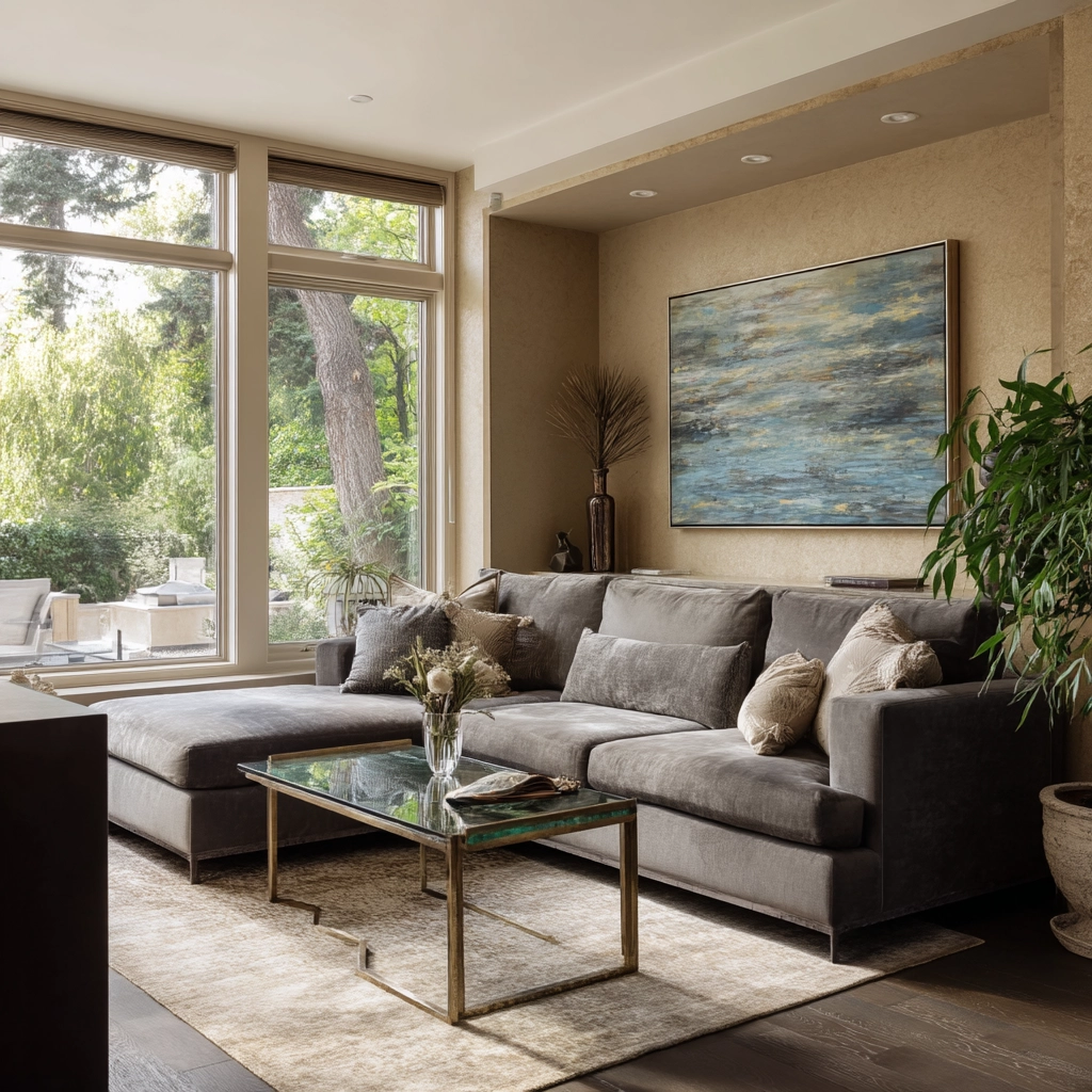 moody neutral living room 35