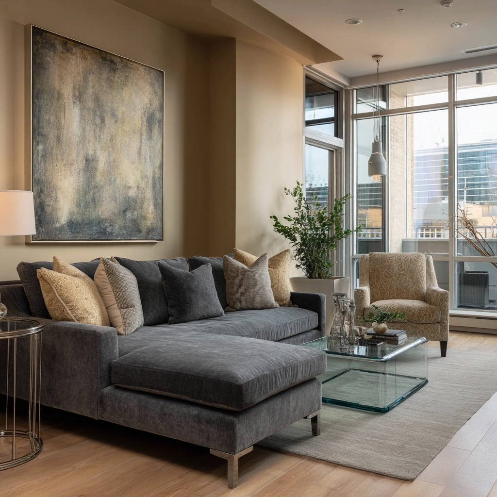 moody neutral living room 36