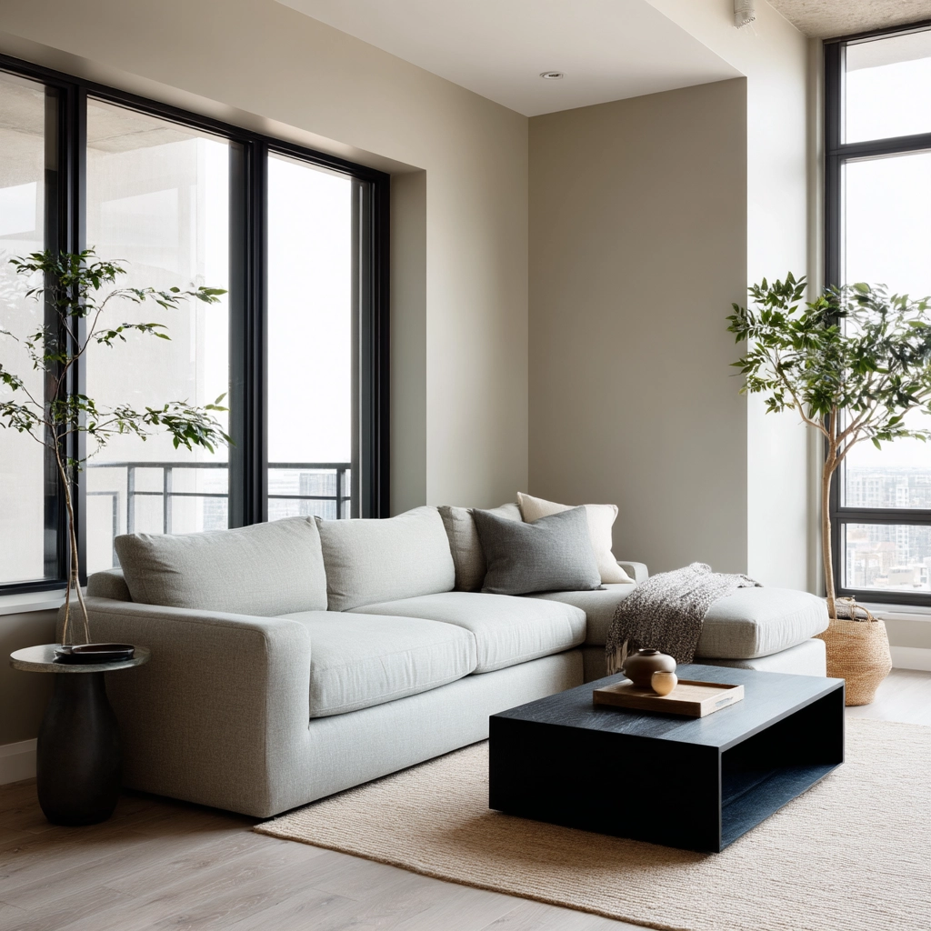 moody neutral living room 42