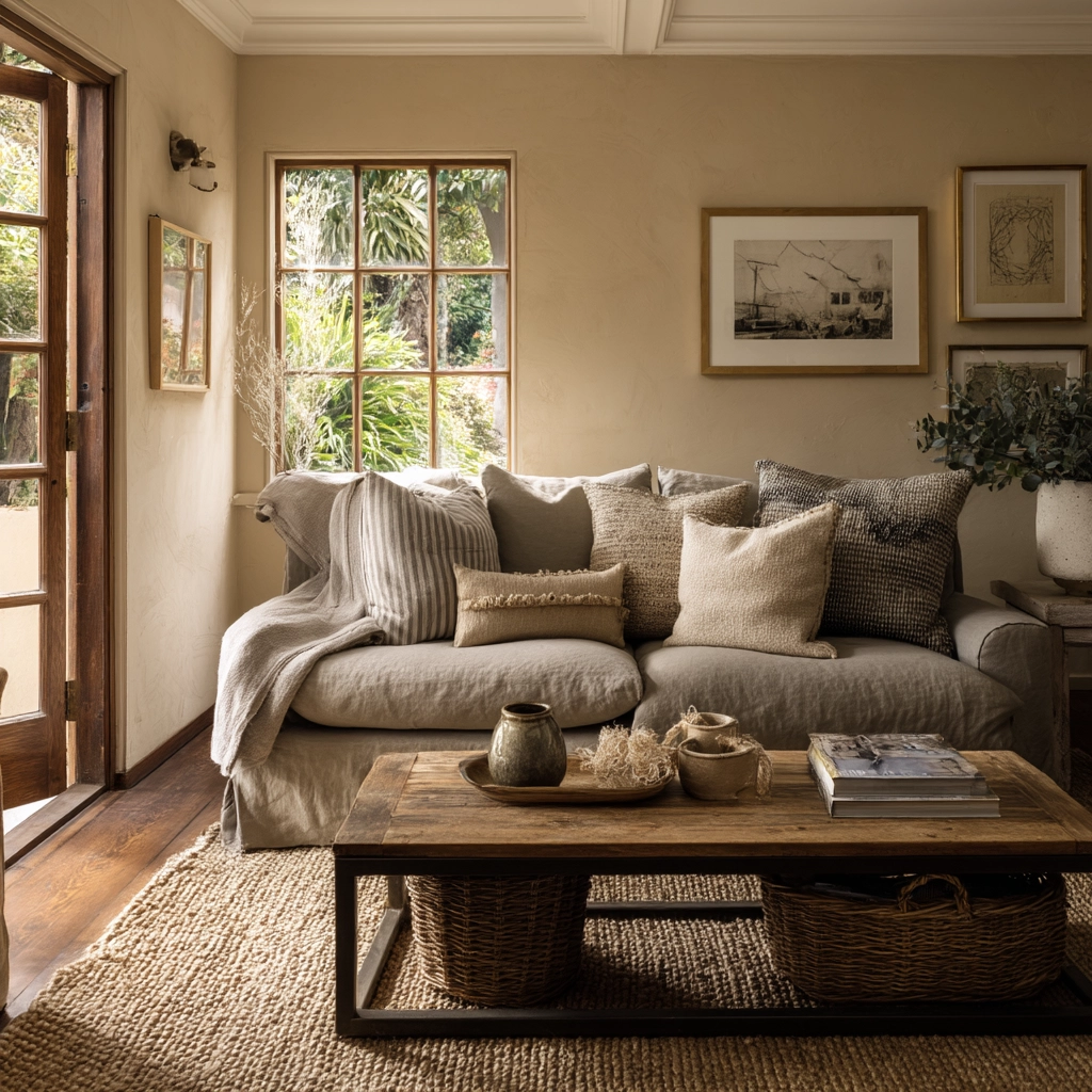 moody neutral living room 57