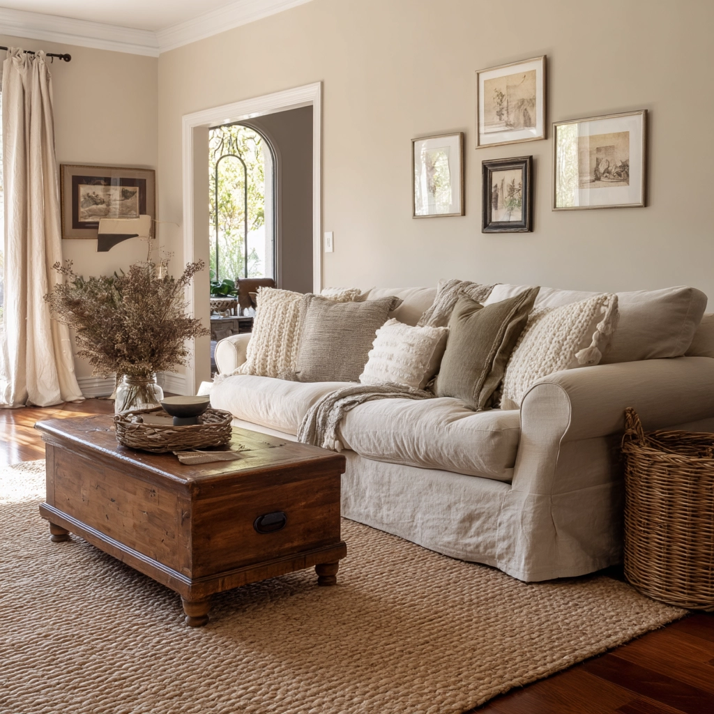 moody neutral living room 60