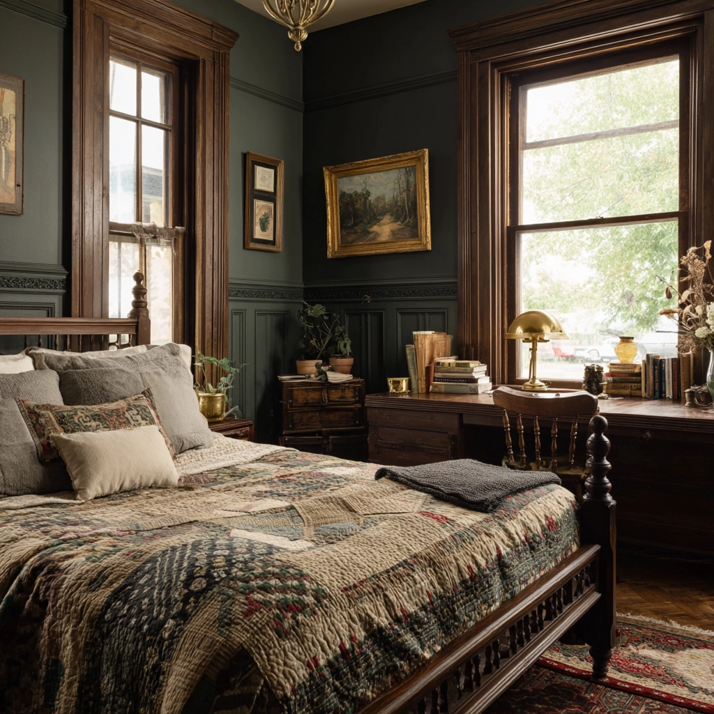 moody vintage bedroom 54