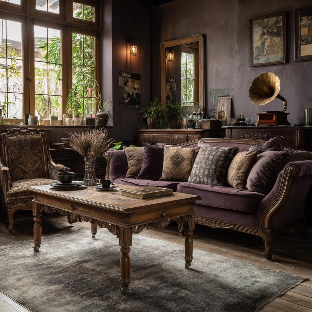 moody vintage living room 22