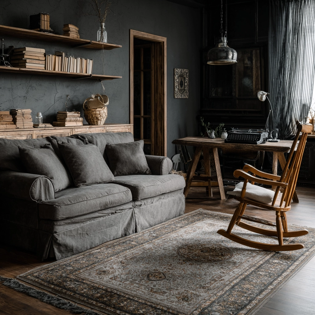 moody vintage living room 32