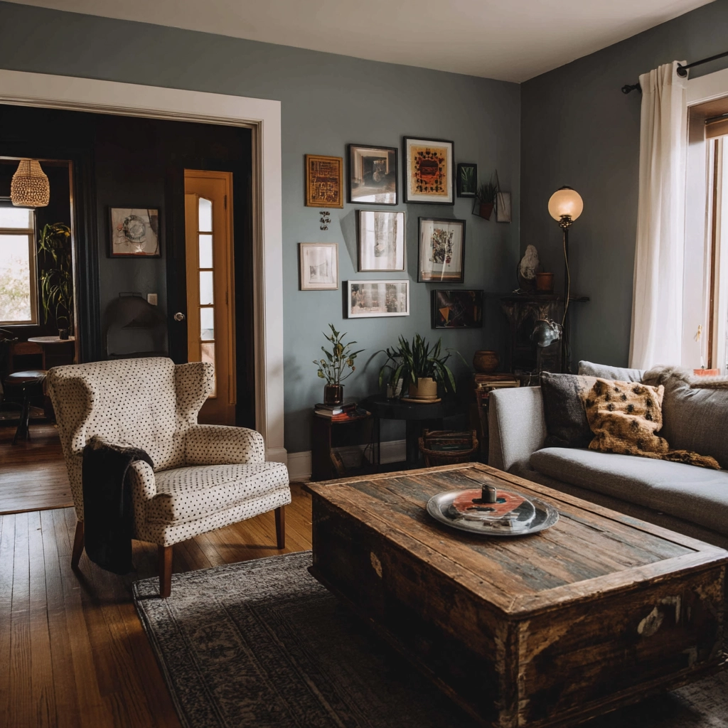 moody vintage living room 43