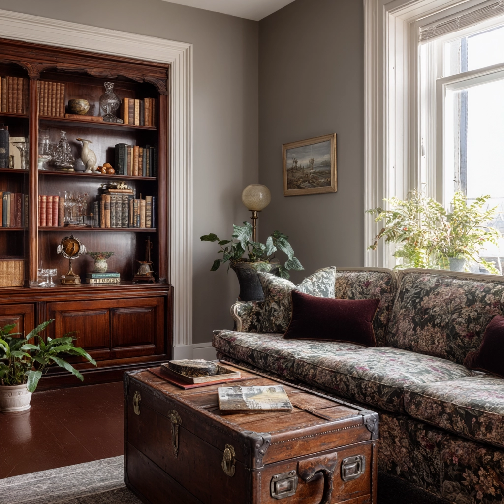 moody vintage living room 46