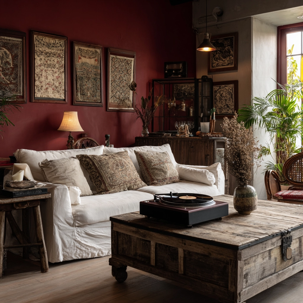moody vintage living room 49