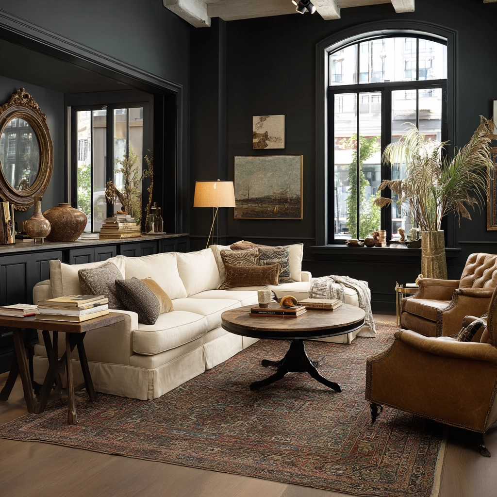 moody vintage living room 56
