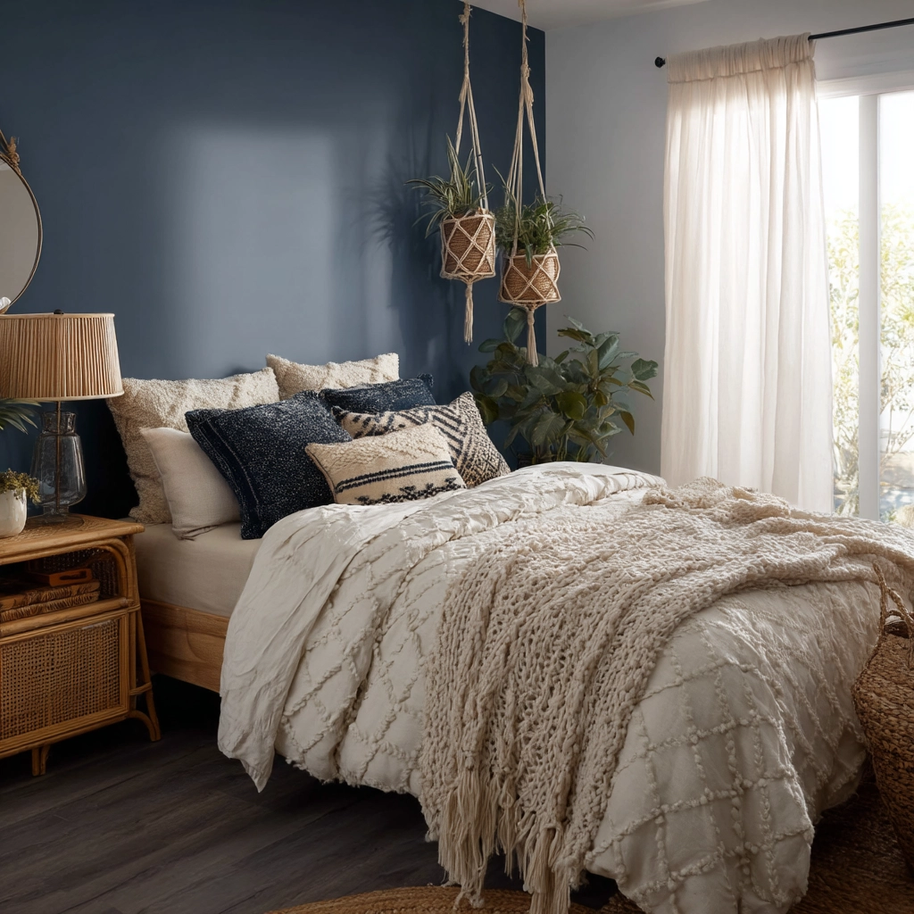 navy blue boho bedroom 2