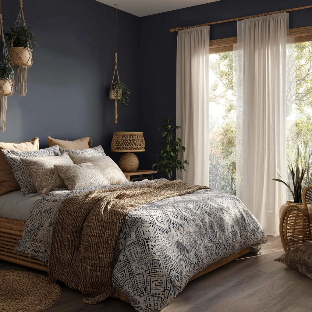 navy blue boho bedroom 3