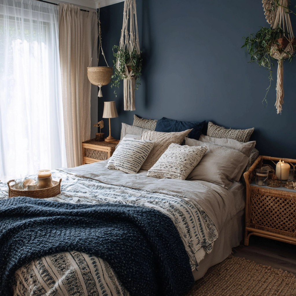 navy blue boho bedroom 4