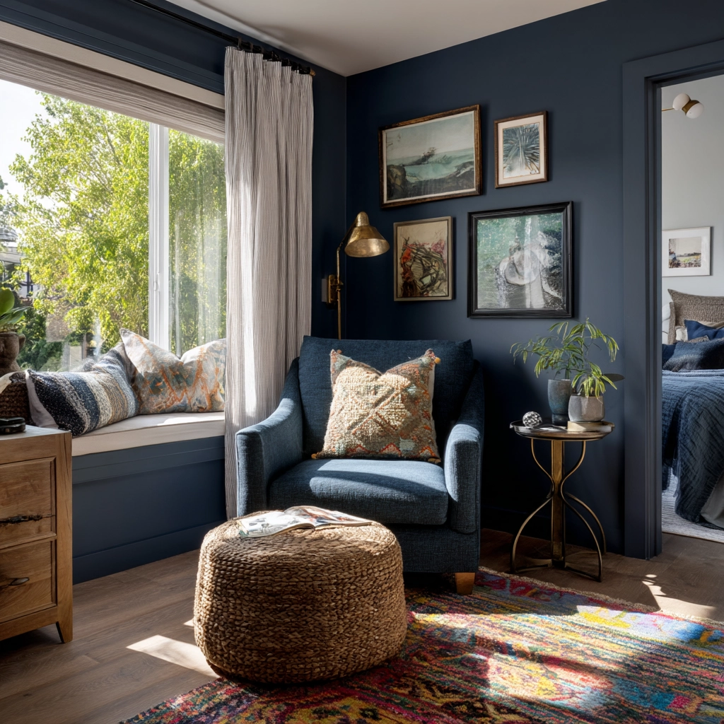 navy blue boho bedroom 5