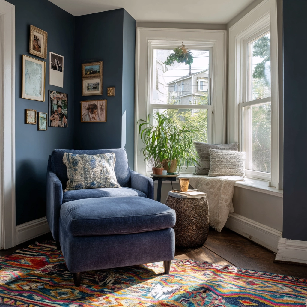 navy blue boho bedroom 6