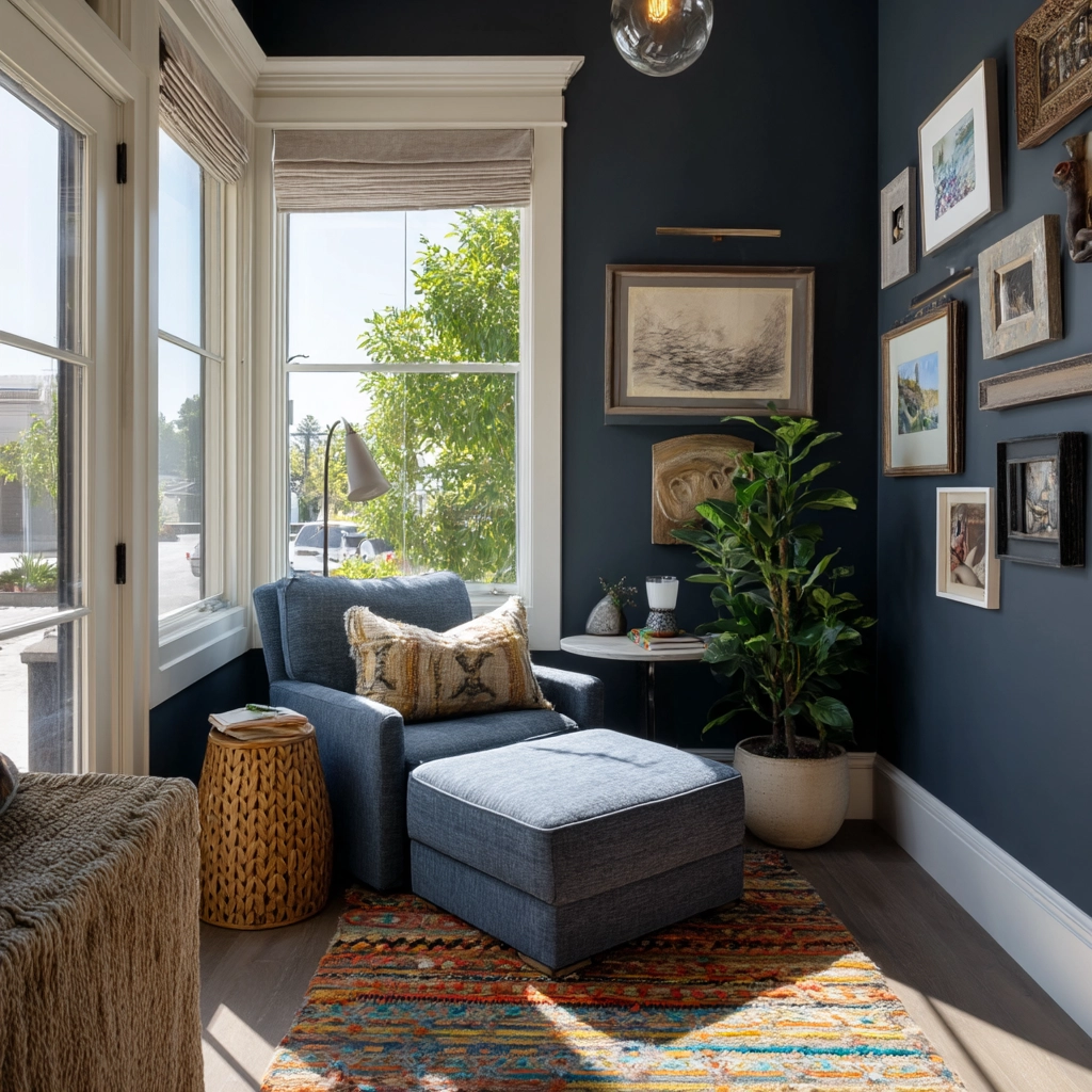 navy blue boho bedroom 8
