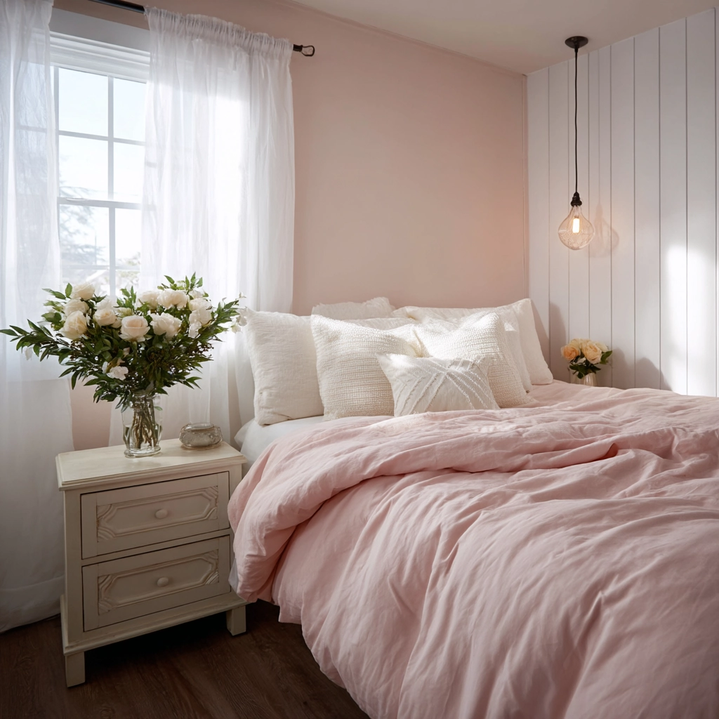 pink and white bedroom 1