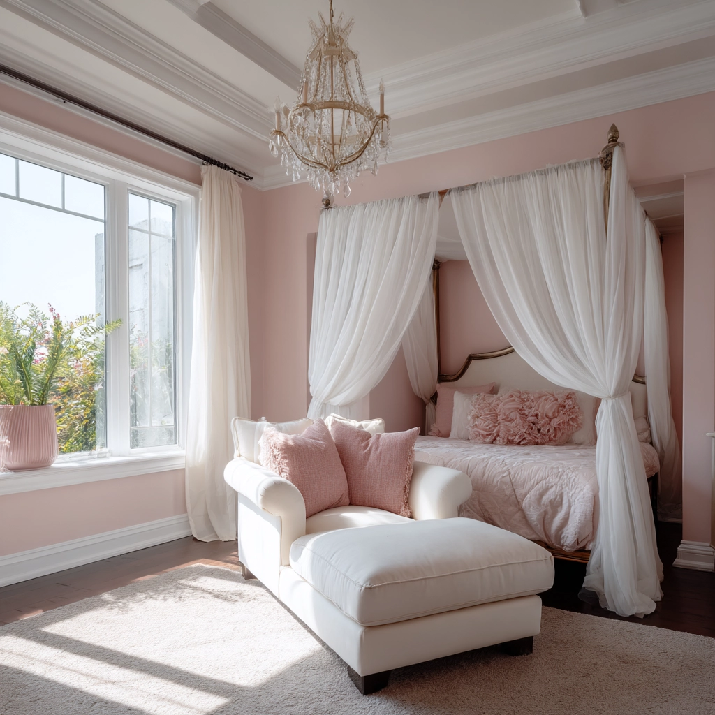 pink and white bedroom 15