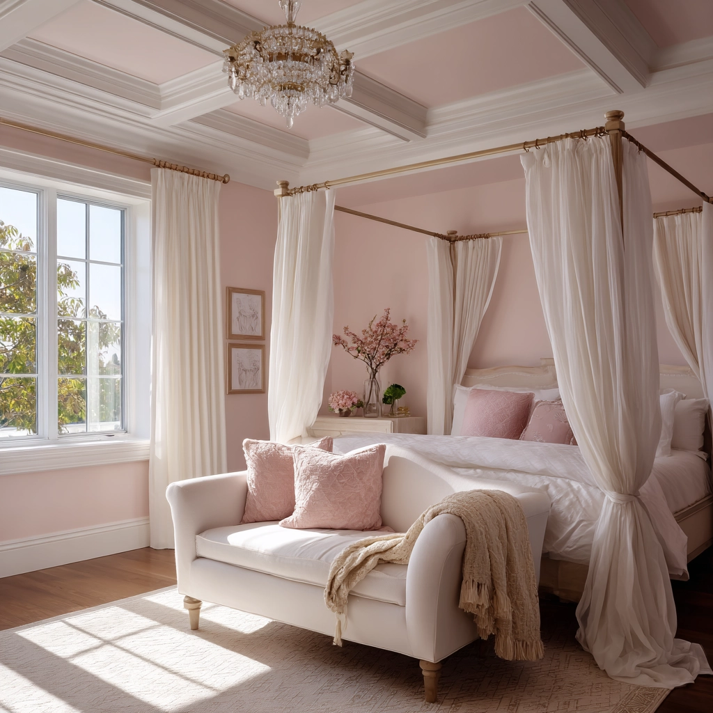 pink and white bedroom 16
