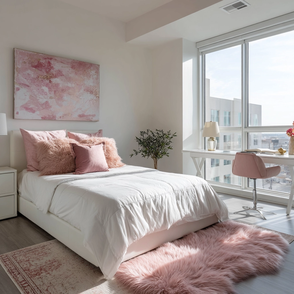 pink and white bedroom 22