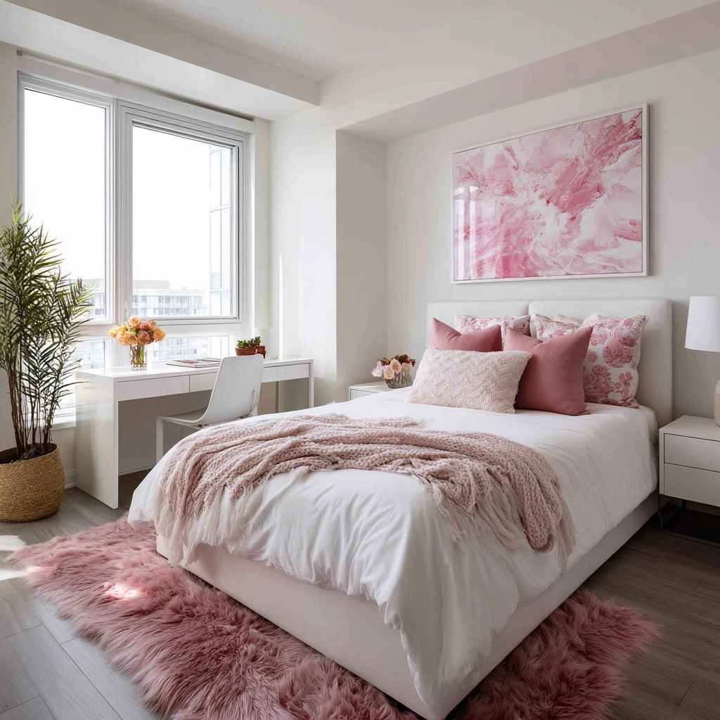 pink and white bedroom 23