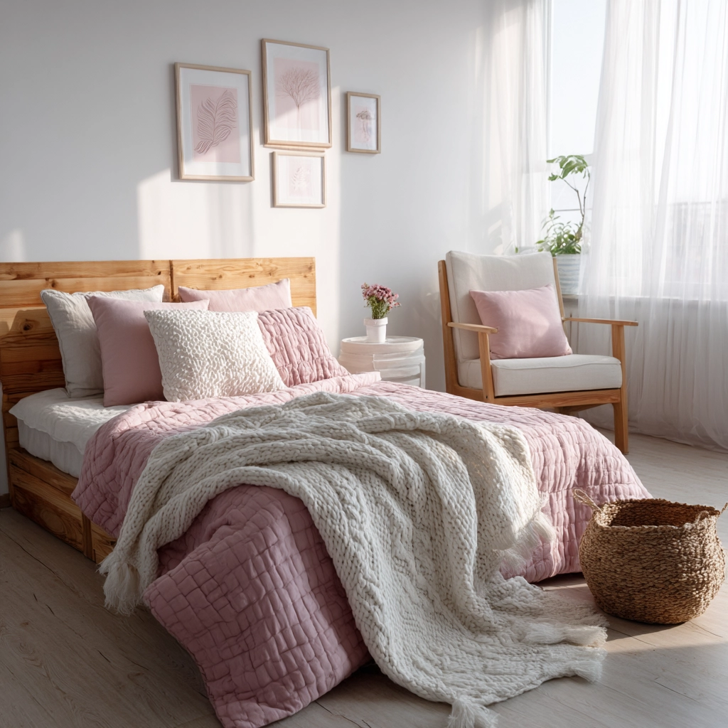 pink and white bedroom 25
