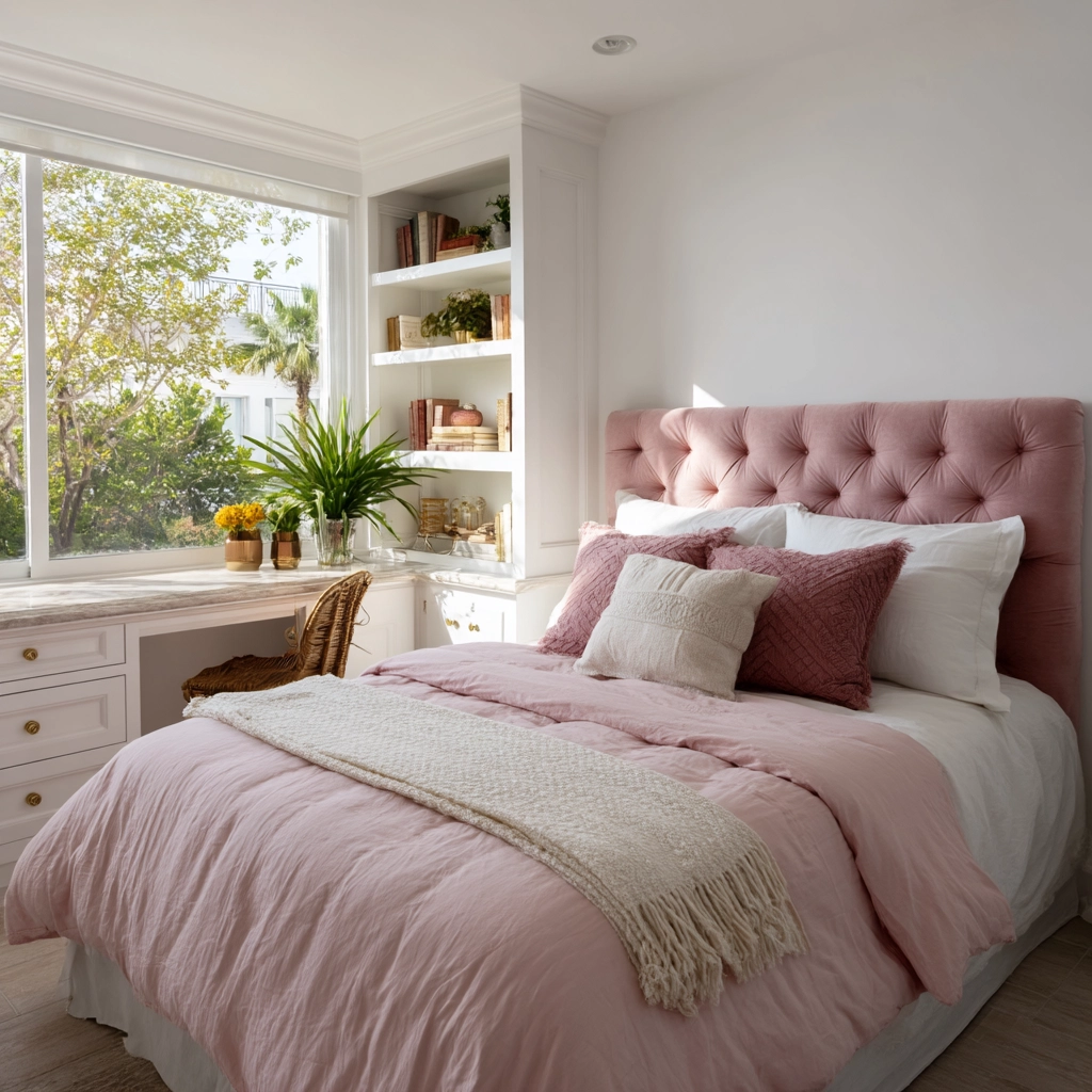 pink and white bedroom 29