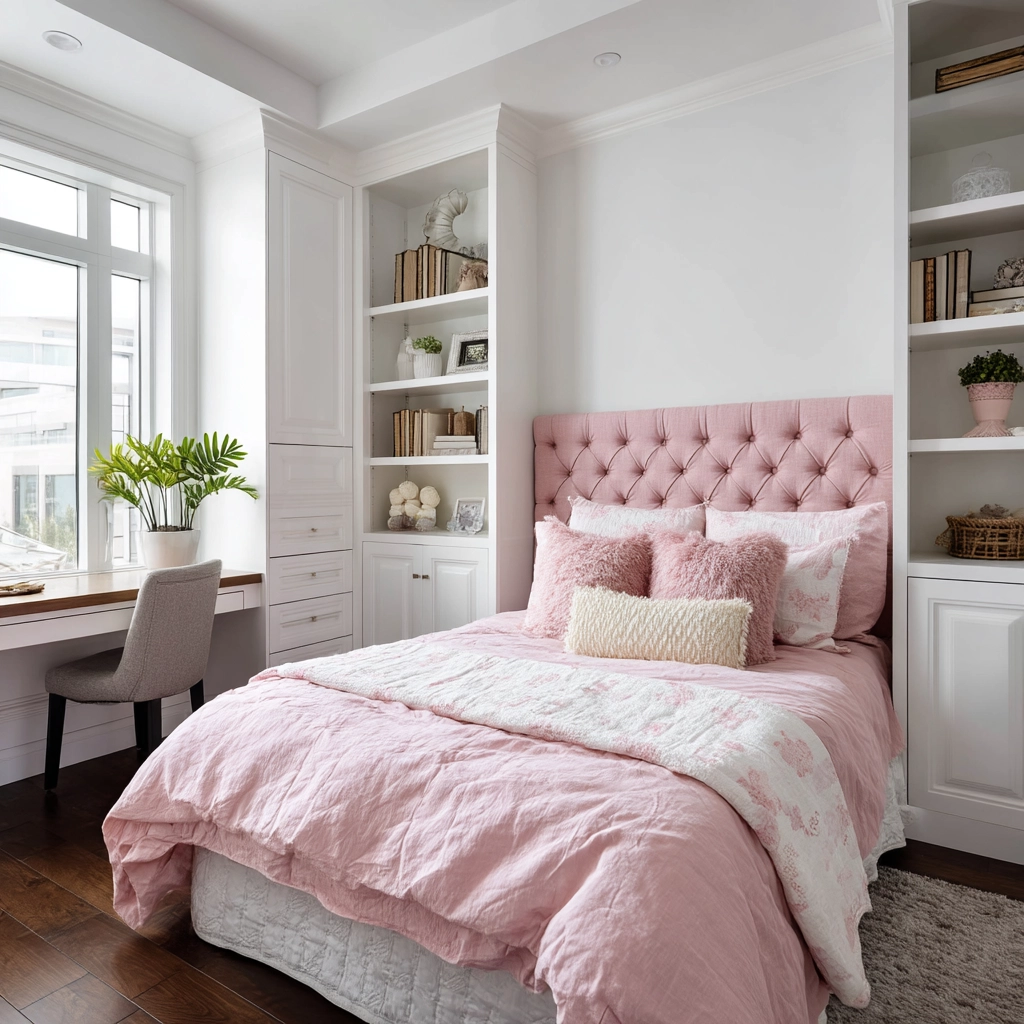 pink and white bedroom 30