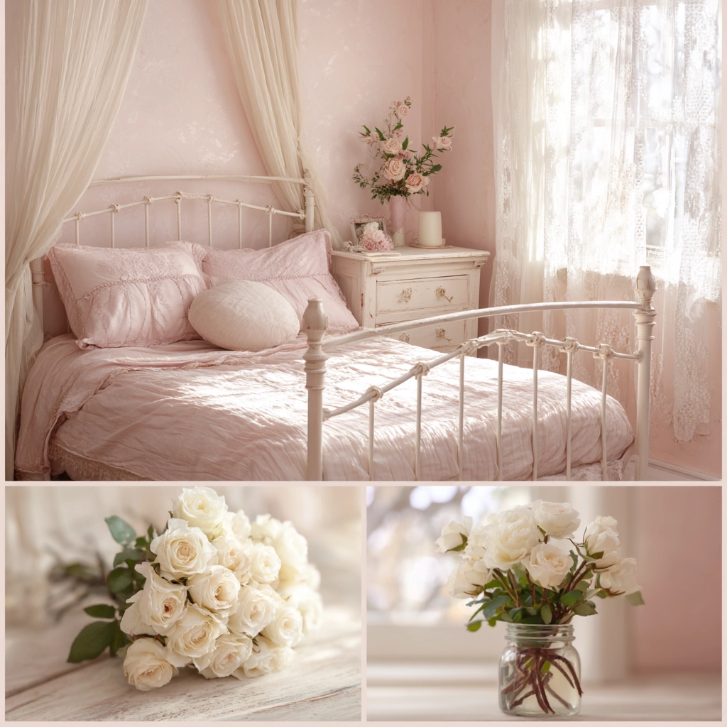 pink and white bedroom 34