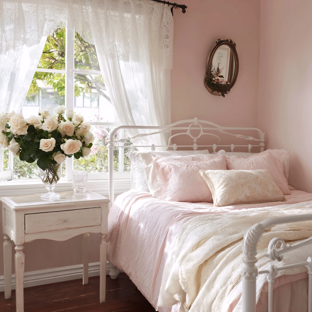 pink and white bedroom 35