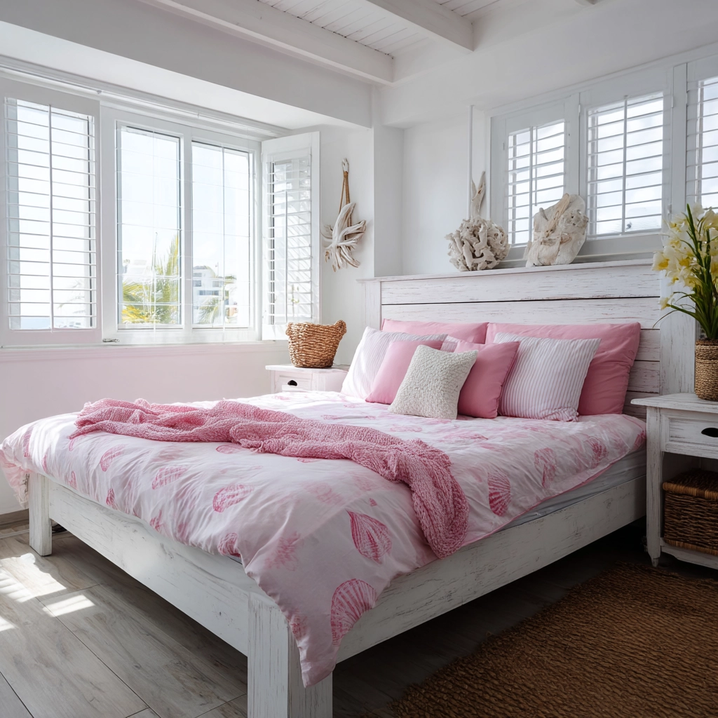 pink and white bedroom 37