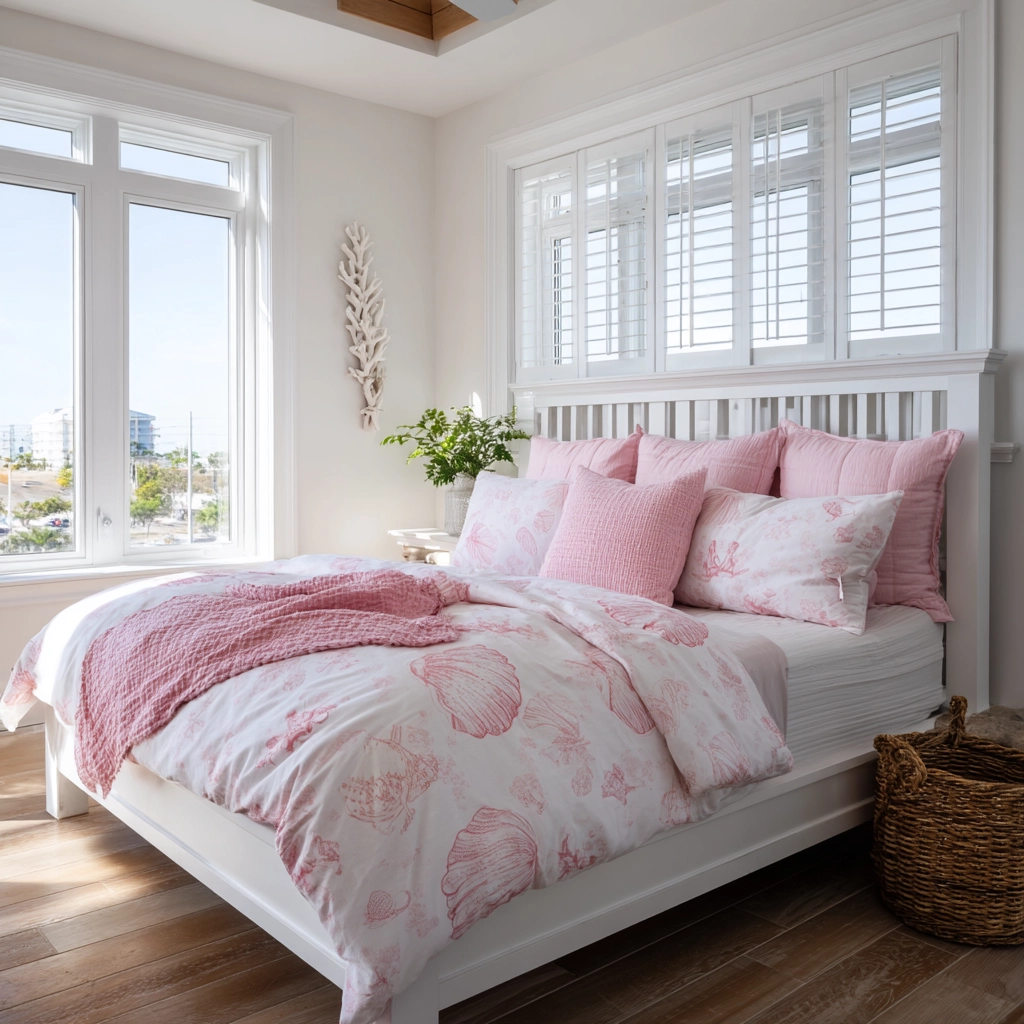 pink and white bedroom 38